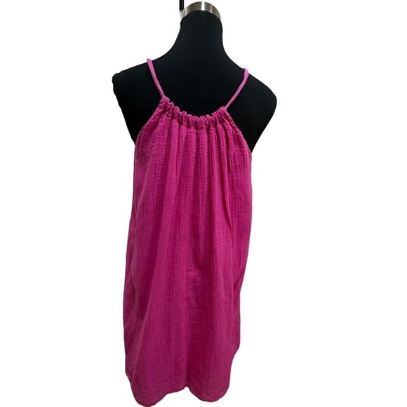 Velvet Graham & Spencer Womens M Dress Cotton Gauze Pink Sleeveless Vintage Slub - Picture 5 of 8